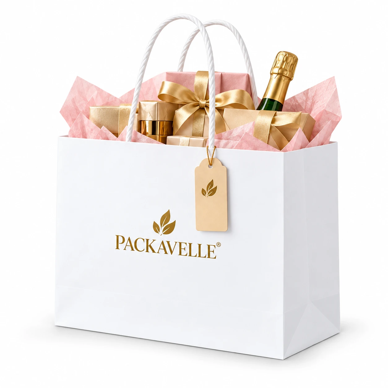 Large Paper Gift Bag with custom PACKAVELLE branding