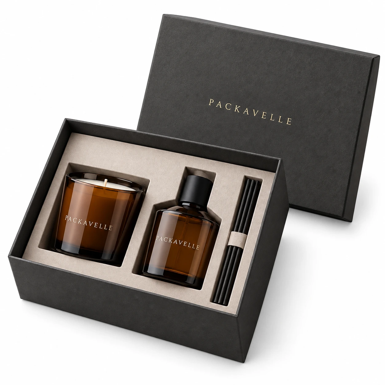 PACKAVELLE Candle and Diffuser Gift Box design concept