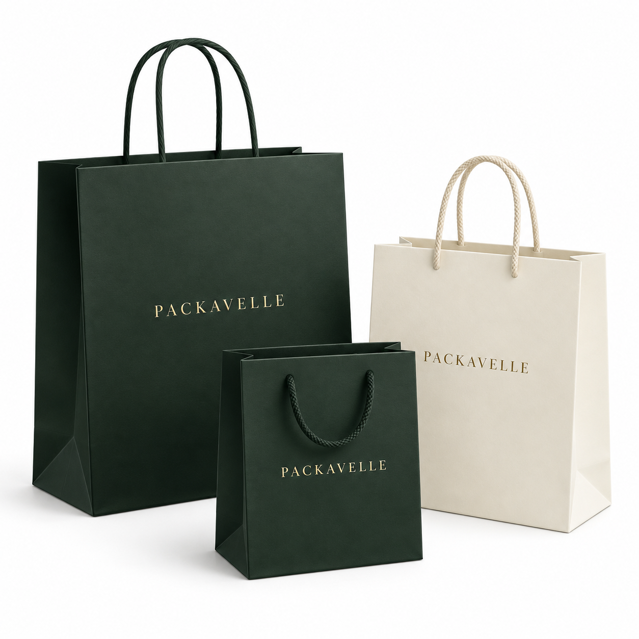 PACKAVELLE custom paper bags branded packaging concept