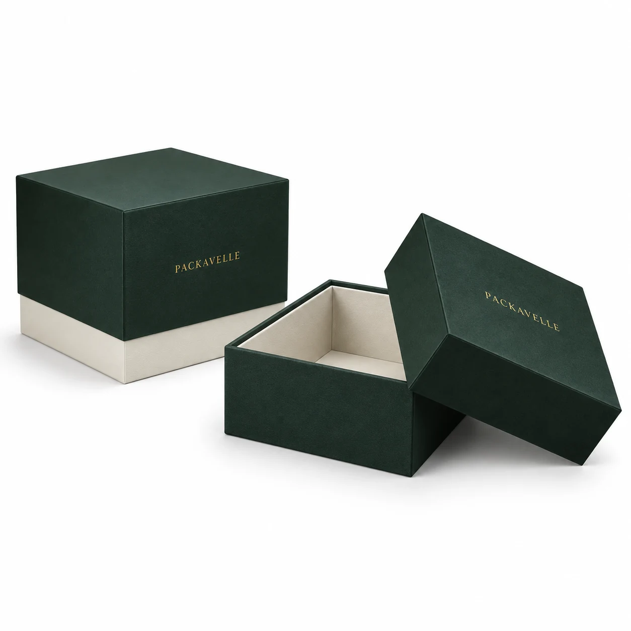 PACKAVELLE lid base boxes branded packaging concept